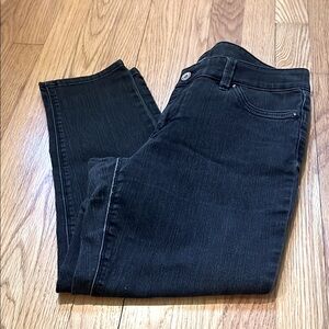 White House Black Market Distressed Black Crop Jeans